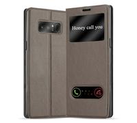 cadorabo Coque pour Samsung Galaxy Note 8 en Marron Pierre - Housse Protection avec Stand Horizontal et Deux Fenêtres - Portefeuille Etui Poche Folio Case Cover