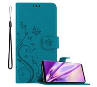 Cadorabo Coque pour Samsung Galaxy NOTE 9 en BLEU FLORAL - Housse Protection en Design de Fleur avec Fermoire Magnétique, Stand Horizontal et 3 Fentes Cartes - Portefeuille Etui Poche Folio Case Cover