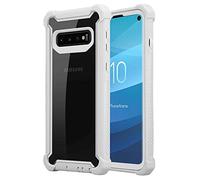 cadorabo Coque pour Samsung Galaxy S10 Plus en Gris Bouleau - 2-en-1 Housse Protection avec Bords Silicones et Dos Verre Acrylique - Hard Back Case Hybrid Cover Bumper