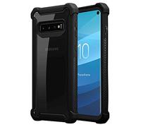 cadorabo Coque pour Samsung Galaxy S10 Plus en Noir AULNE - 2-en-1 Housse Protection avec Bords Silicones et Dos Verre Acrylique - Hard Back Case Hybrid Cover Bumper