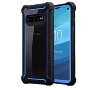 cadorabo Coque pour Samsung Galaxy S10 Plus en Noir BLEUÂTRE - 2-en-1 Housse Protection avec Bords Silicones et Dos Verre Acrylique - Hard Back Case Hybrid Cover Bumper