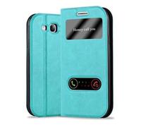 cadorabo Coque pour Samsung Galaxy S3 / S3 Neo en Turquoise Menthe - Housse Protection avec Stand Horizontal et Deux Fenêtres - Portefeuille Etui Poche Folio Case Cover