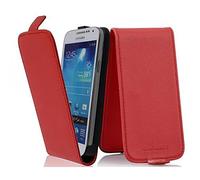 cadorabo Coque pour Samsung Galaxy S4 Mini en Rouge Cerise - Housse Protection en Style Flip en Similicuir Lisse - Etui Poche Folio Case Cover