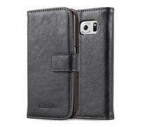 cadorabo Coque pour Samsung Galaxy S6 en Noir DE Jais - Housse Protection avec Fermoire Magnétique, Stand Horizontal et Fente Carte - Portefeuille Etui Poche Folio Case Cover