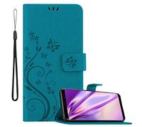 cadorabo Coque pour Samsung Galaxy S8 en Bleu Floral - Housse Protection en Design de Fleur avec Fermoire Magnétique, Stand Horizontal et 3 Fentes Cartes - Portefeuille Etui Poche Folio Case Cover