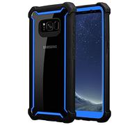 cadorabo Coque pour Samsung Galaxy S8 en Noir BLEUÂTRE - 2-en-1 Housse Protection avec Bords Silicones et Dos Verre Acrylique - Hard Back Case Hybrid Cover Bumper