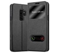 cadorabo Coque pour Samsung Galaxy S9 Plus en Noir COMÈTE - Housse Protection avec Stand Horizontal et Deux Fenêtres - Portefeuille Etui Poche Folio Case Cover