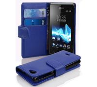 cadorabo Coque pour Sony Xperia J en Bleu CÉLESTE - Housse Protection en Similicuir Structuré avec Stand Horizontal et Fente Carte - Portefeuille Etui Poche Folio Case Cover