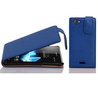 cadorabo Coque pour Sony Xperia J en Bleu CÉLESTE - Housse Protection en Style Flip en Similicuir Structuré - Etui Poche Folio Case Cover