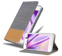 cadorabo Coque pour Sony Xperia M5 en Gris Clair Marron - Housse Protection avec Fermoire Magnétique, Stand Horizontal et Fente Carte - Portefeuille Etui Poche Folio Case Cover