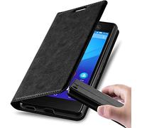 cadorabo Coque pour Sony Xperia M5 en Noir Nuit - Housse Protection avec Fermoire Magnétique, Stand Horizontal et Fente Carte - Portefeuille Etui Poche Folio Case Cover
