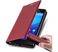 cadorabo Coque pour Sony Xperia M5 en Rouge DE Pomme - Housse Protection avec Fermoire Magnétique, Stand Horizontal et Fente Carte - Portefeuille Etui Poche Folio Case Cover
