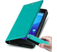 cadorabo Coque pour Sony Xperia M5 en Turquoise PÉTROLE - Housse Protection avec Fermoire Magnétique, Stand Horizontal et Fente Carte - Portefeuille Etui Poche Folio Case Cover