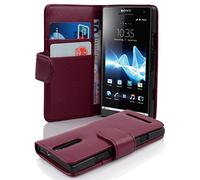 cadorabo Coque pour Sony Xperia S en ORCHIDÉE Violets - Housse Protection en Similicuir Structuré avec Stand Horizontal et Fente Carte - Portefeuille Etui Poche Folio Case Cover