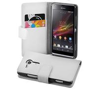 cadorabo Coque pour Sony Xperia SP en ALBÂTRE Blanc - Housse Protection en Similicuir Structuré avec Stand Horizontal et Fente Carte - Portefeuille Etui Poche Folio Case Cover