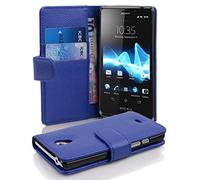 cadorabo Coque pour Sony Xperia T en Bleu CÉLESTE - Housse Protection en Similicuir Structuré avec Stand Horizontal et Fente Carte - Portefeuille Etui Poche Folio Case Cover