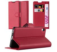 cadorabo Coque pour Sony Xperia XA en Rouge Cerise - Housse Protection avec Fermoire Magnétique, Stand Horizontal et Fente Carte - Portefeuille Etui Poche Folio Case Cover