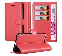 cadorabo Coque pour Sony Xperia XZ Premium en Rouge Cerise - Housse Protection avec Fermoire Magnétique, Stand Horizontal et Fente Carte - Portefeuille Etui Poche Folio Case Cover