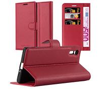 cadorabo Coque pour Sony Xperia XZ/XZs en Rouge Cerise - Housse Protection avec Fermoire Magnétique, Stand Horizontal et Fente Carte - Portefeuille Etui Poche Folio Case Cover