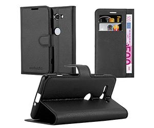 cadorabo Coque pour Sony Xperia XZ2 Compact en Noir DE Jais - Housse Protection avec Fermoire Magnétique, Stand Horizontal et Fente Carte - Portefeuille Etui Poche Folio Case Cover