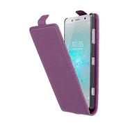 cadorabo Coque pour Sony Xperia XZ2 Compact en ORCHIDÉE Violets - Housse Protection en Style Flip en Similicuir Structuré - Etui Poche Folio Case Cover