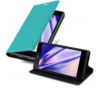 cadorabo Coque pour Sony Xperia Z1 en Turquoise PÉTROLE - Housse Protection avec Fermoire Magnétique, Stand Horizontal et Fente Carte - Portefeuille Etui Poche Folio Case Cover