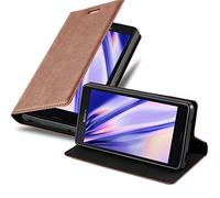cadorabo Coque pour Sony Xperia Z3 Compact en Marron Moyen - Housse Protection avec Fermoire Magnétique, Stand Horizontal et Fente Carte - Portefeuille Etui Poche Folio Case Cover