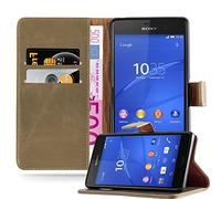 cadorabo Coque pour Sony Xperia Z3 en Marrone Cappucino - Housse Protection avec Fermoire Magnétique, Stand Horizontal et Fente Carte - Portefeuille Etui Poche Folio Case Cover