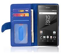 cadorabo Coque pour Sony Xperia Z5 Compact en Bleu CÉLESTE - Housse Protection avec Fermoire Magnétique et 3 Fentes Cartes - Portefeuille Etui Poche Folio Case Cover