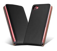 cadorabo Coque pour Sony Xperia Z5 Compact en Noir DE Jais - Housse Protection en Style Flip en Similicuir Lisse - Etui Poche Folio Case Cover
