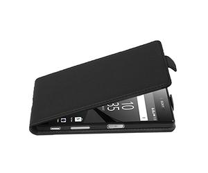 cadorabo Coque pour Sony Xperia Z5 Compact en Noir DE Jais - Housse Protection en Style Flip en Similicuir Structuré - Etui Poche Folio Case Cover