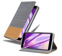 cadorabo Coque pour WIKO View Max en Gris Clair Marron - Housse Protection avec Fermoire Magnétique, Stand Horizontal et Fente Carte - Portefeuille Etui Poche Folio Case Cover
