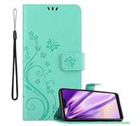 cadorabo Coque pour Xiaomi Redmi Note 6 Pro en Turquoise Floral - Housse Protection en Design de Fleur -Magnétique, Stand Horizontal et 3 Fentes Cartes - Portefeuille Etui Poche Folio Case Cover