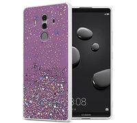 cadorabo Etui Compatible avec Le Huawei Mate 10 Pro en Violet avec Paillettes - Housse de Protection en Silicone TPU Flexible avec Paillettes Scintillantes - Ultra Slim Back Case