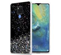 cadorabo Etui Compatible avec Le Huawei Mate 20 en Noir avec Paillettes - Housse de Protection en Silicone TPU Flexible avec Paillettes Scintillantes - Ultra Slim Back Case