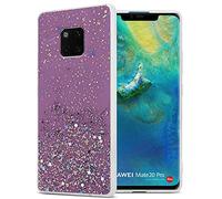cadorabo Etui Compatible avec Le Huawei Mate 20 Pro en Violet avec Paillettes - Housse de Protection en Silicone TPU Flexible avec Paillettes Scintillantes - Ultra Slim Back Case