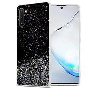 cadorabo Etui Compatible avec Le Samsung Galaxy Note 10 en Noir avec Paillettes - Housse de Protection en Silicone TPU Flexible avec Paillettes Scintillantes - Ultra Slim Back Case