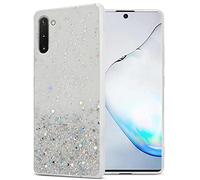 cadorabo Etui Compatible avec Le Samsung Galaxy Note 10 en Transparent avec Paillettes - Housse de Protection en Silicone TPU Flexible avec Paillettes Scintillantes - Ultra Slim Back Case