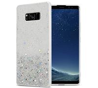 cadorabo Etui Compatible avec Le Samsung Galaxy S8 en Transparent avec Paillettes - Housse de Protection en Silicone TPU Flexible avec Paillettes Scintillantes - Ultra Slim Back Case