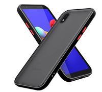 cadorabo Étui Compatible avec Samsung Galaxy A01 Core en Noir Givré - Touches Rouges - Coque de téléphone Portable avec Silicone TPU à l'intérieur et Dos en Plastique Mat - Housse de Protection