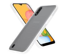 cadorabo Étui Compatible avec Samsung Galaxy A01 EU Version en Transparent Givré - Coque de téléphone Portable avec Silicone TPU à l'intérieur et Dos en Plastique Mat - Housse de Protection