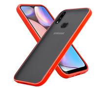 cadorabo Étui Compatible avec Samsung Galaxy A10S en Rouge Givré - Touches Noires - Coque de téléphone Portable avec Silicone TPU à l'intérieur et Dos en Plastique Mat - Housse de Protection