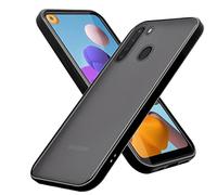 cadorabo Étui Compatible avec Samsung Galaxy A21 EU Version en Noir Givré - Coque de téléphone Portable avec Silicone TPU à l'intérieur et Dos en Plastique Mat - Housse de Protection Coque arrière