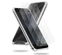 cadorabo Étui et 2 Verres de Protection Trempés compatibles avec Nokia 3 2017 dans Transparent - Coque avec Bord en Silicone TPU et Dos en Verre Acrylique - Étui Arrière Rigide Hybride
