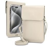 Cadorabo Etui pour téléphone Portable Compatible avec Oukitel C21 Pro-Petit Sac à Main avec Compartiment et fenêtre, Sac à bandoulière pour C21 Pro, 2 Compartiments, Similicuir, Femme, Blanc