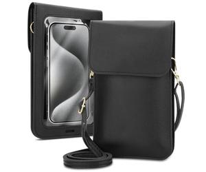Cadorabo Etuie Compatible avec Apple iPhone 12 Pro Max-Petit Sac à Main avec Compartiment et fenêtre, Sac à bandoulière pour iPhone 12 Pro Max, 2 Compartiments, Similicuir, Femme, Noir