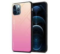 cadorabo Housse Compatible avec Apple iPhone 13 Pro en Jaune - Rose - Coque de Protection Bicolore en Silicone TPU et Dos en Verre trempé