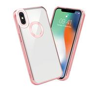 cadorabo Housse Compatible avec Apple iPhone X/XS en Transparent - Rose - Étui de Protection en Silicone TPU Flexible avec Application Chrome