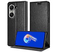 cadorabo Housse Compatible avec ASUS ZenFone 9 en Noir Nuit - Coque de Protection avec Fermeture magnétique, Fonction de Support et Compartiment pour Carte