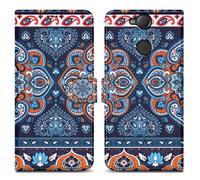 cadorabo Housse Compatible avec Sony Xperia XA2 - Design Mandala Bleu No. 1 - Coque de Protection avec Fermeture magnétique, Fonction de Support et Compartiment pour Carte